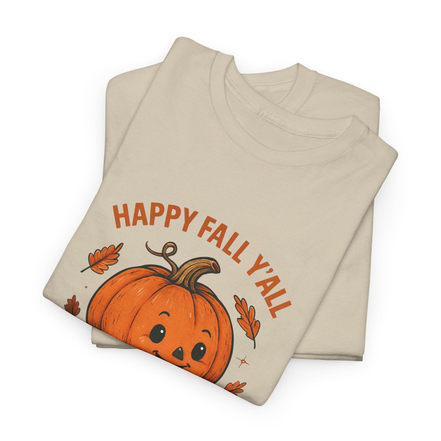 Happy Fall Y'all Unisex Heavy Cotton Tee, Autumn T-Shirt, Pumpkin Graphic Shirt, Cozy Fall Apparel, Halloween Outfit, Harvest Celebration