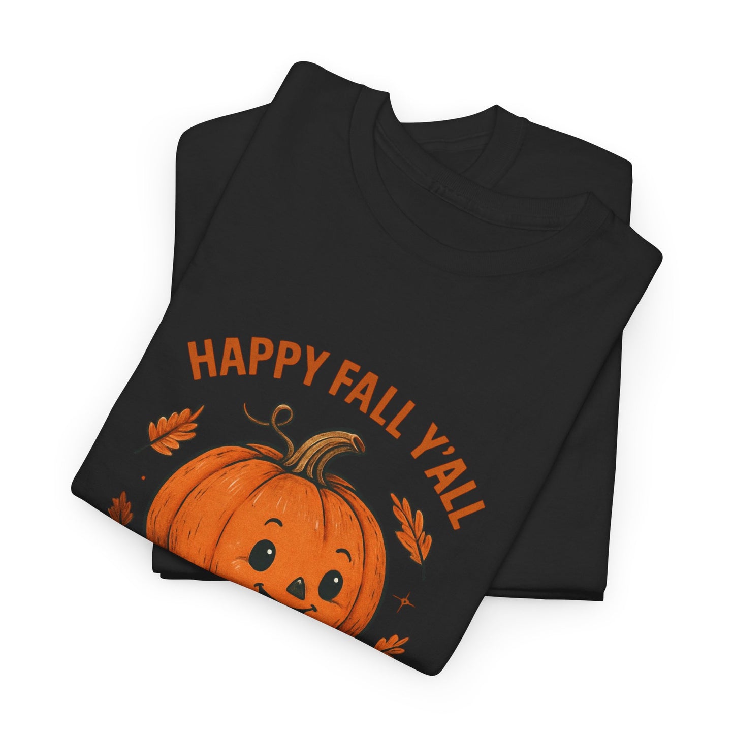 Happy Fall Y'all Unisex Heavy Cotton Tee, Autumn T-Shirt, Pumpkin Graphic Shirt, Cozy Fall Apparel, Halloween Outfit, Harvest Celebration