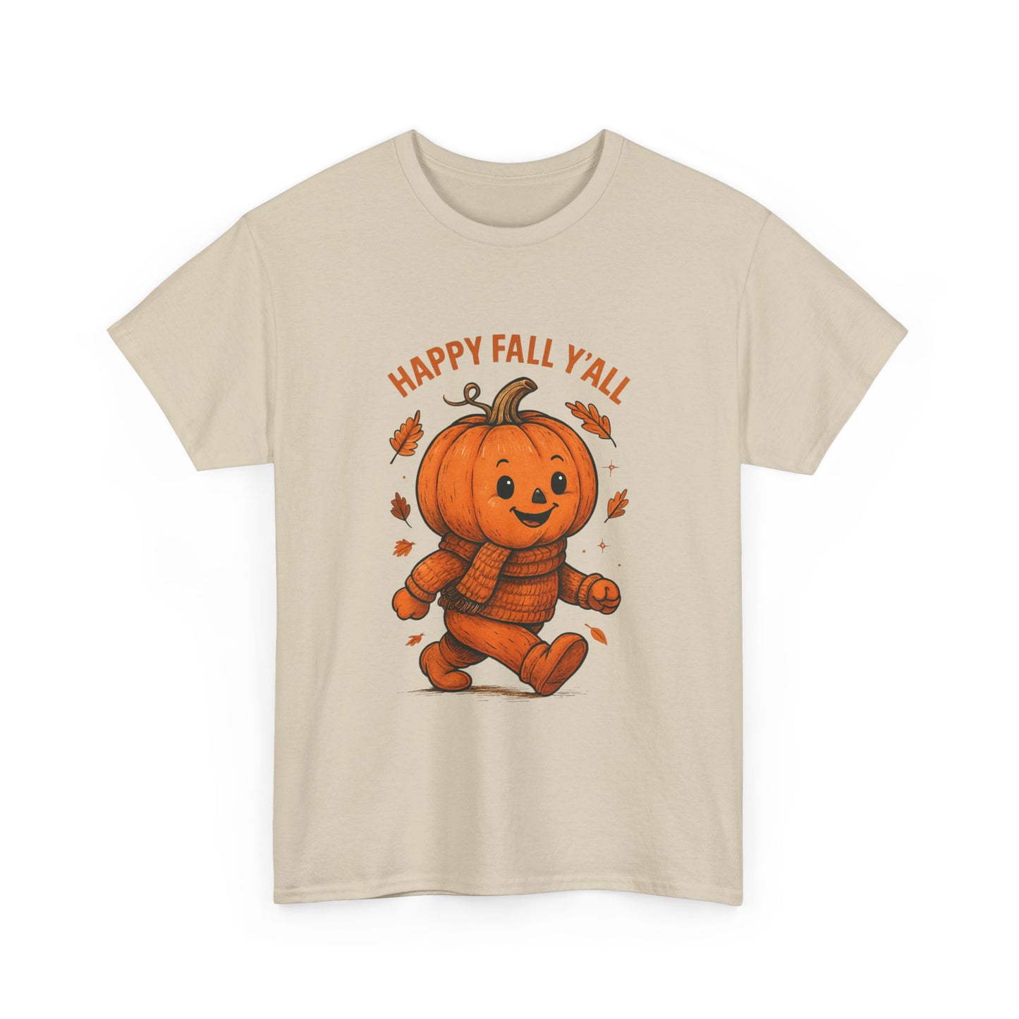 Happy Fall Y'all Unisex Heavy Cotton Tee, Autumn T-Shirt, Pumpkin Graphic Shirt, Cozy Fall Apparel, Halloween Outfit, Harvest Celebration
