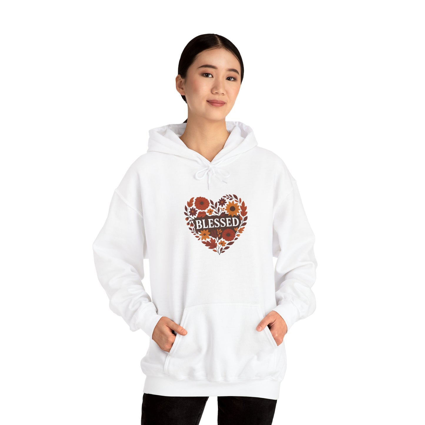 Blessed Floral Heart Hoodie - Cozy Unisex Sweatshirt for Gratitude, Perfect for Gifts, Holidays, or Everyday Wear