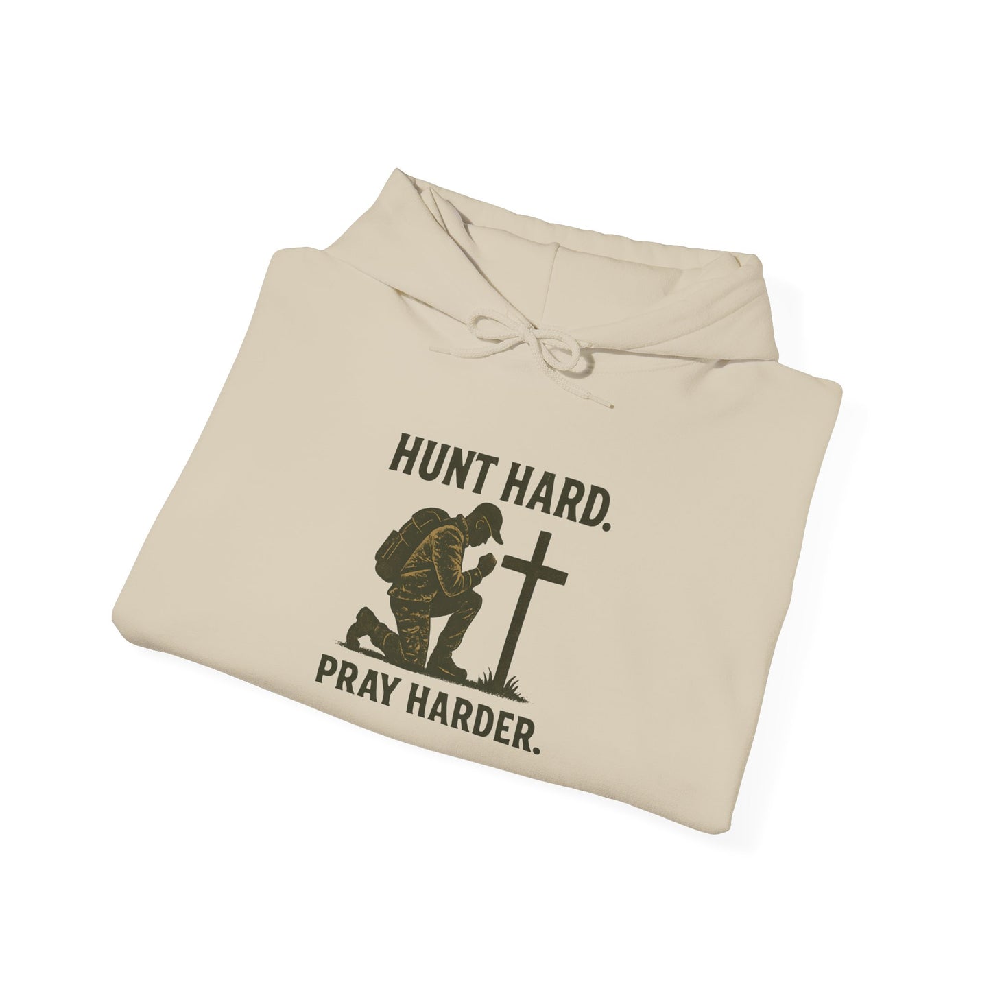 Hunt Hard Pray Hard Hoodie, Faith-Based Sweatshirt, Outdoor Enthusiast Gear, Gift for Hunters, Inspirational Apparel