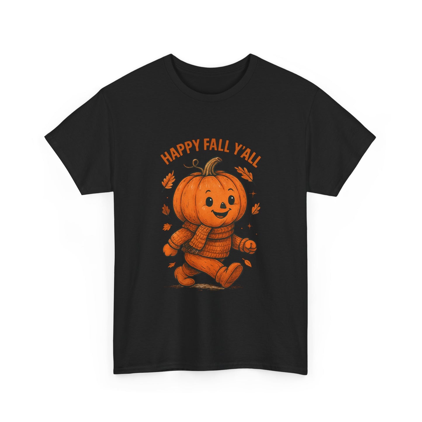 Happy Fall Y'all Unisex Heavy Cotton Tee, Autumn T-Shirt, Pumpkin Graphic Shirt, Cozy Fall Apparel, Halloween Outfit, Harvest Celebration
