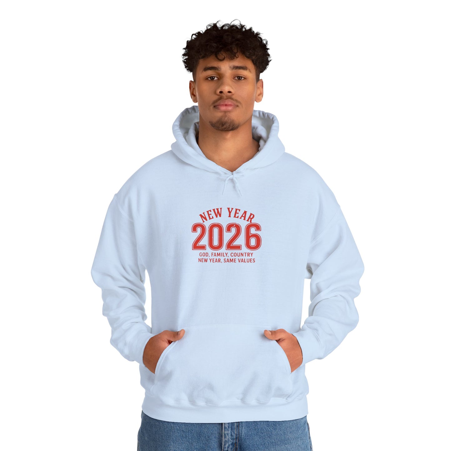 2026 New Year Hoodie - Minimal Red Celebration Sweatshirt