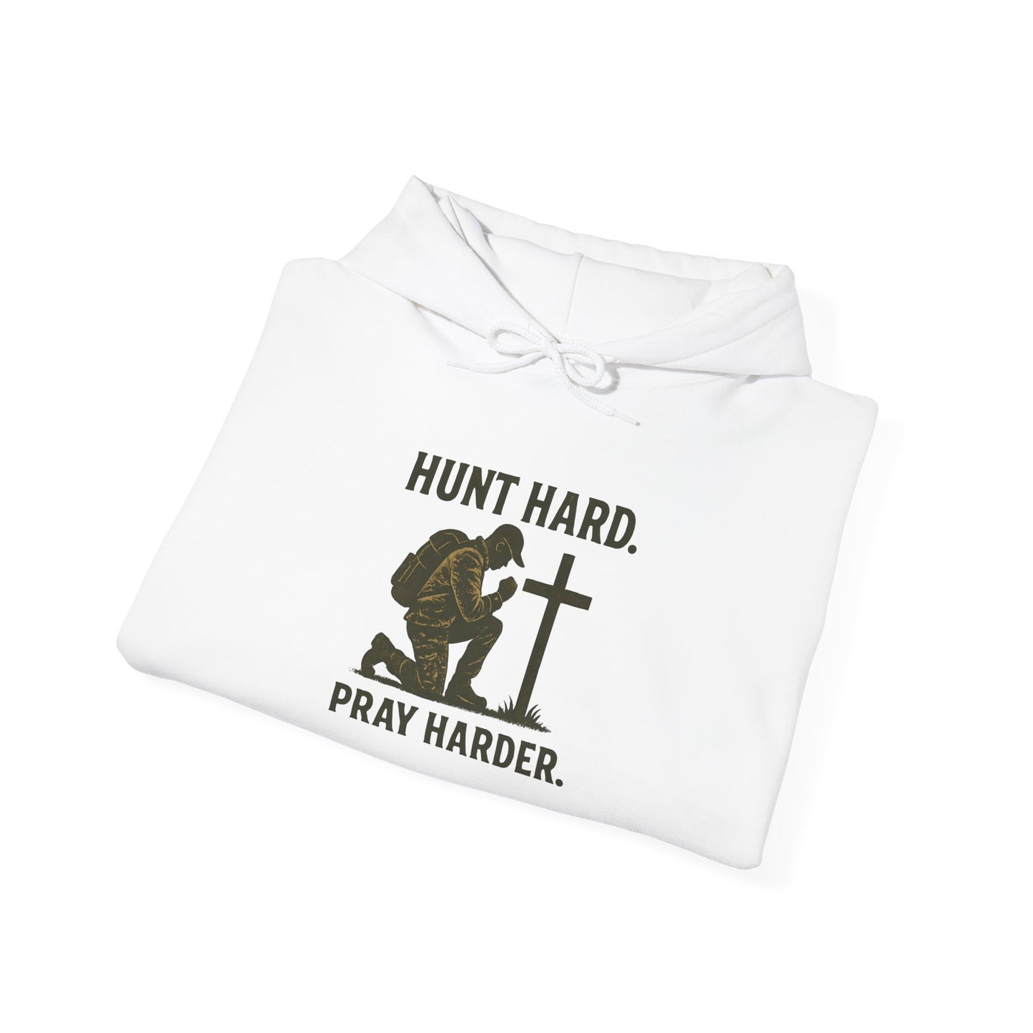 Hunt Hard Pray Hard Hoodie, Faith-Based Sweatshirt, Outdoor Enthusiast Gear, Gift for Hunters, Inspirational Apparel