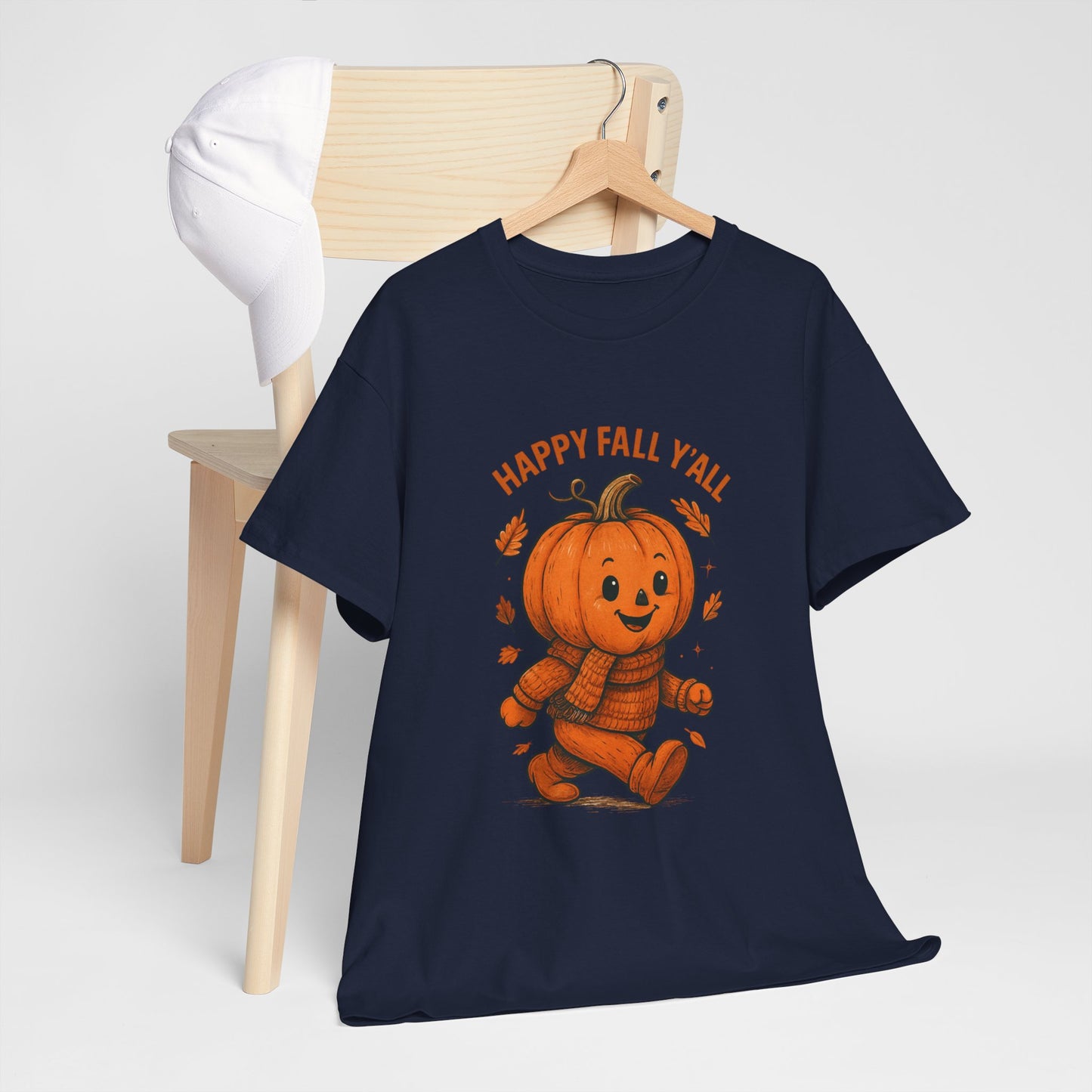 Happy Fall Y'all Unisex Heavy Cotton Tee, Autumn T-Shirt, Pumpkin Graphic Shirt, Cozy Fall Apparel, Halloween Outfit, Harvest Celebration