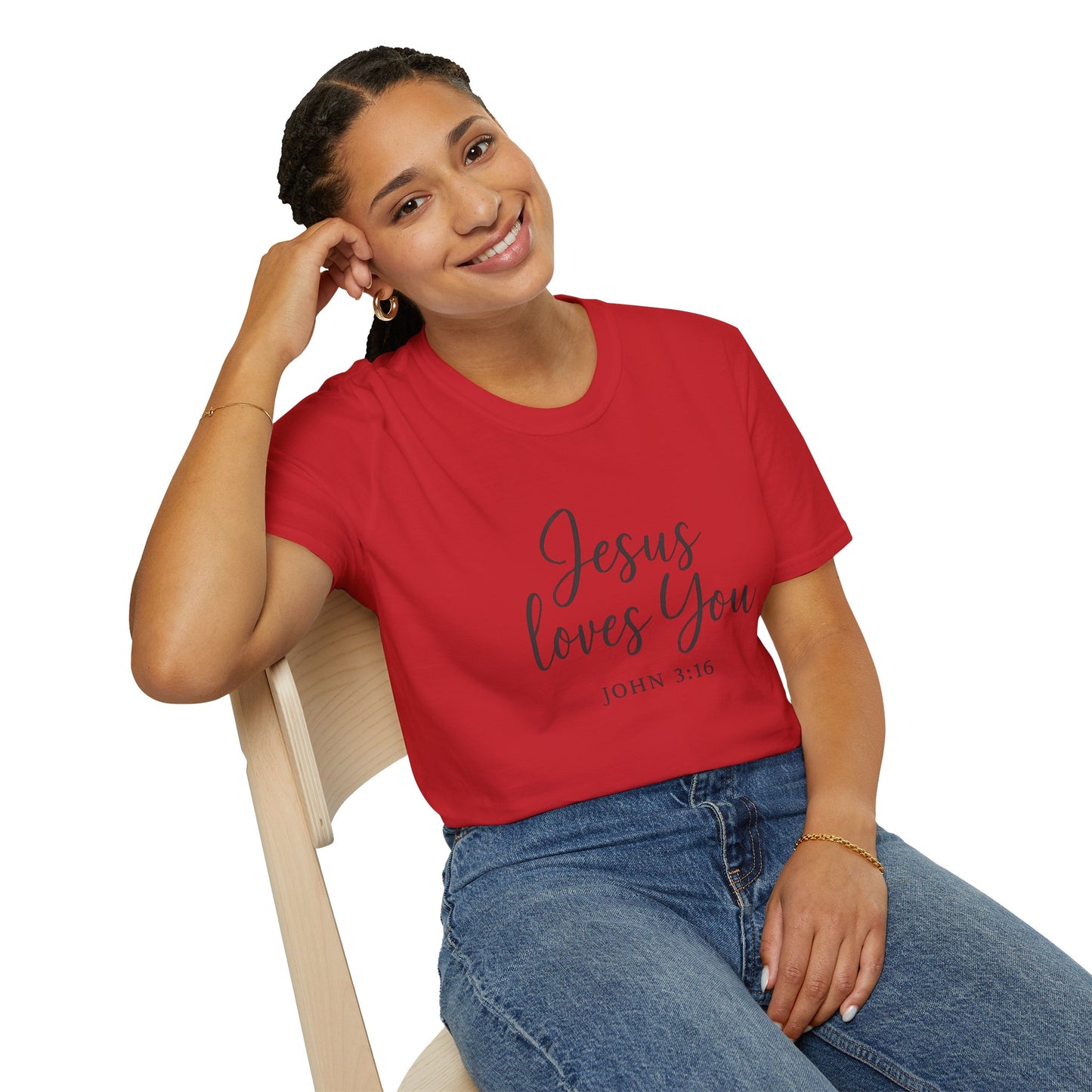 Faith-Inspired Unisex Softstyle T-Shirt | Jesus Loves You | Christian Apparel, Gift, Devotional Wear, Casual Tee
