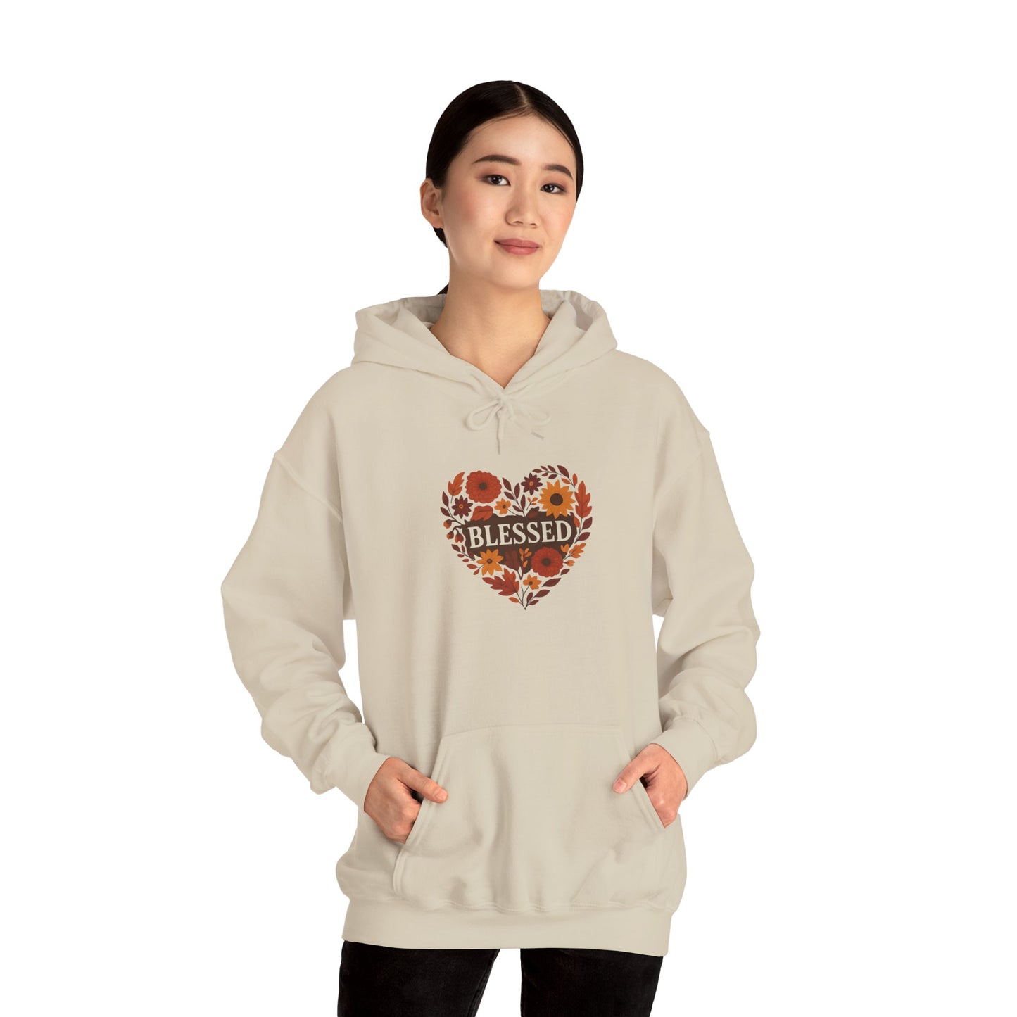 Blessed Floral Heart Hoodie - Cozy Unisex Sweatshirt for Gratitude, Perfect for Gifts, Holidays, or Everyday Wear