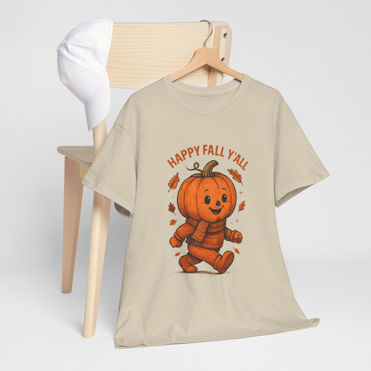 Happy Fall Y'all Unisex Heavy Cotton Tee, Autumn T-Shirt, Pumpkin Graphic Shirt, Cozy Fall Apparel, Halloween Outfit, Harvest Celebration