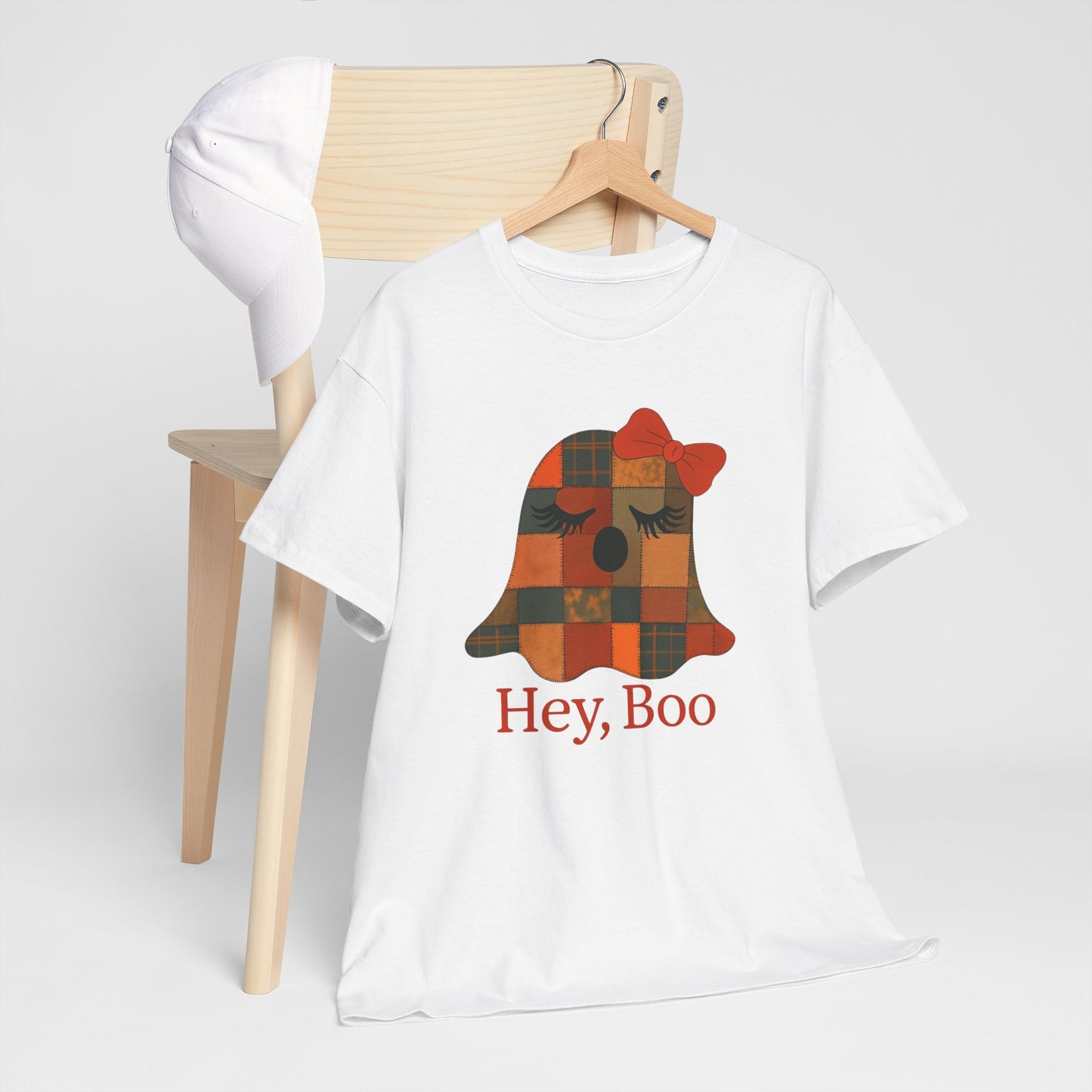 Hey Boo Halloween Tee, Unisex Cotton Shirt for Ghost Lovers, Spooky Apparel, Cute Halloween Gift, Trick or Treat Shirt