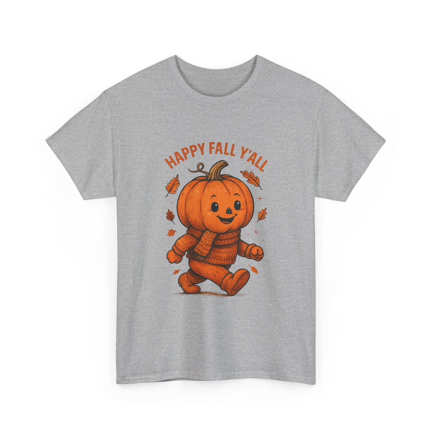 Happy Fall Y'all Unisex Heavy Cotton Tee, Autumn T-Shirt, Pumpkin Graphic Shirt, Cozy Fall Apparel, Halloween Outfit, Harvest Celebration