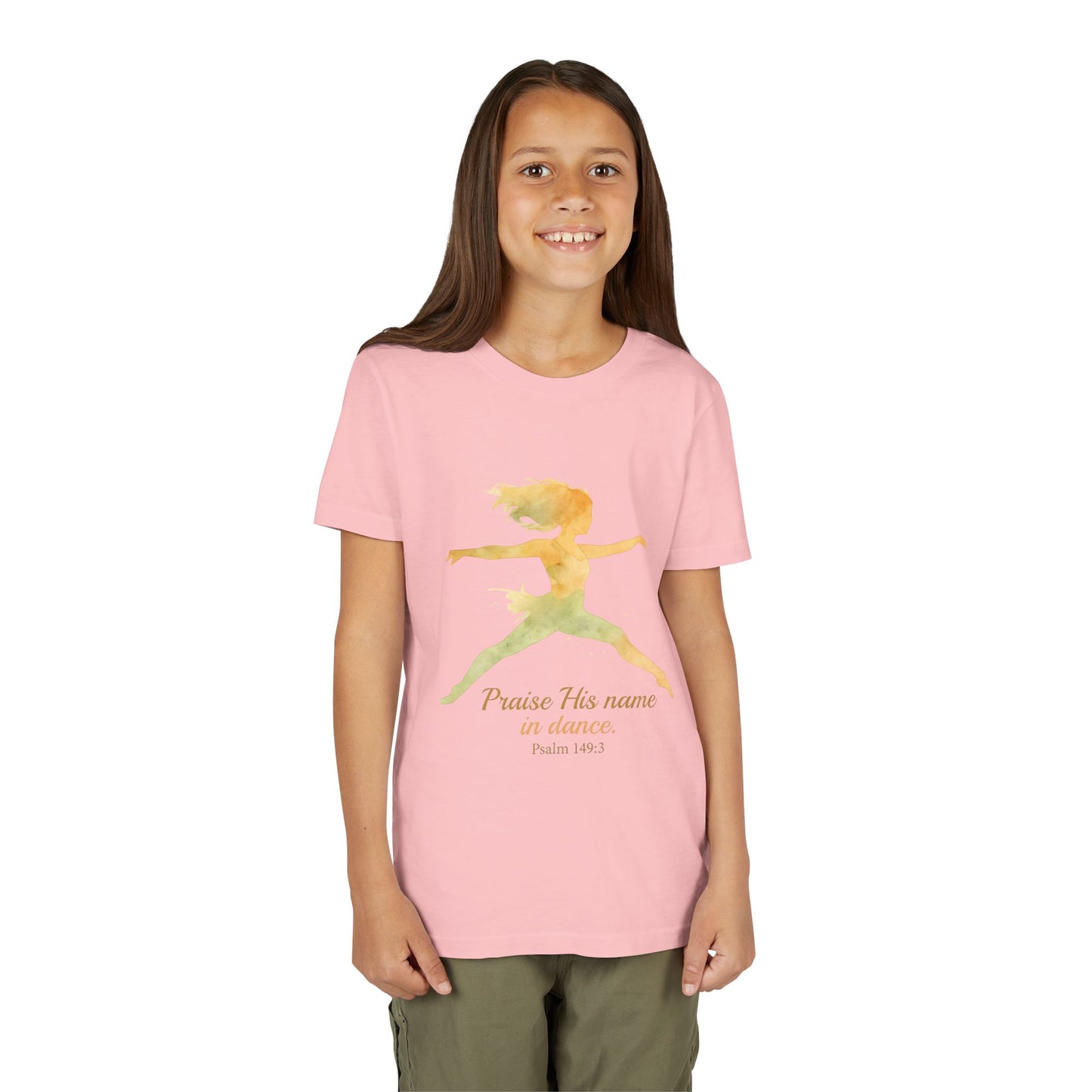 Praise His Name Youth Tee, Inspirational Kids Shirt, Watercolor Dance Shirt, Christian Youth Apparel, Gift for Young Dancers