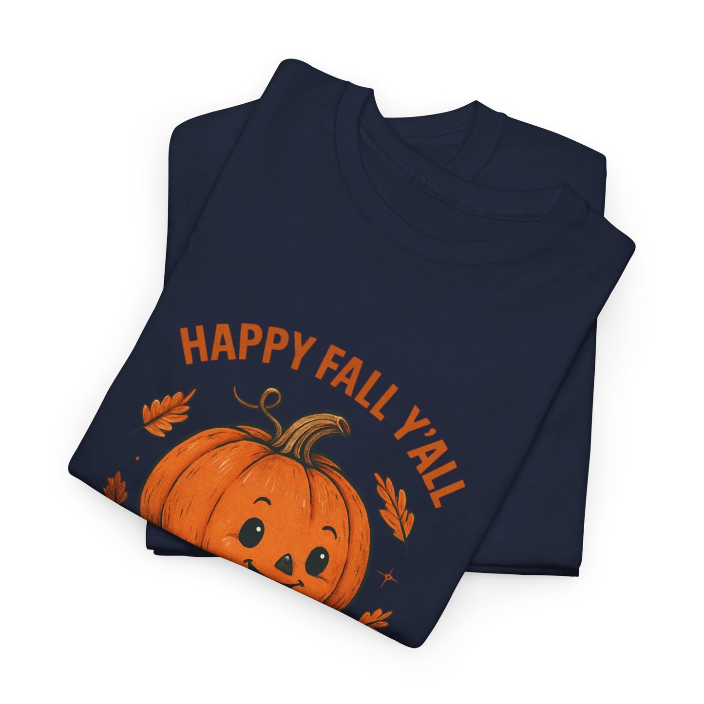 Happy Fall Y'all Unisex Heavy Cotton Tee, Autumn T-Shirt, Pumpkin Graphic Shirt, Cozy Fall Apparel, Halloween Outfit, Harvest Celebration