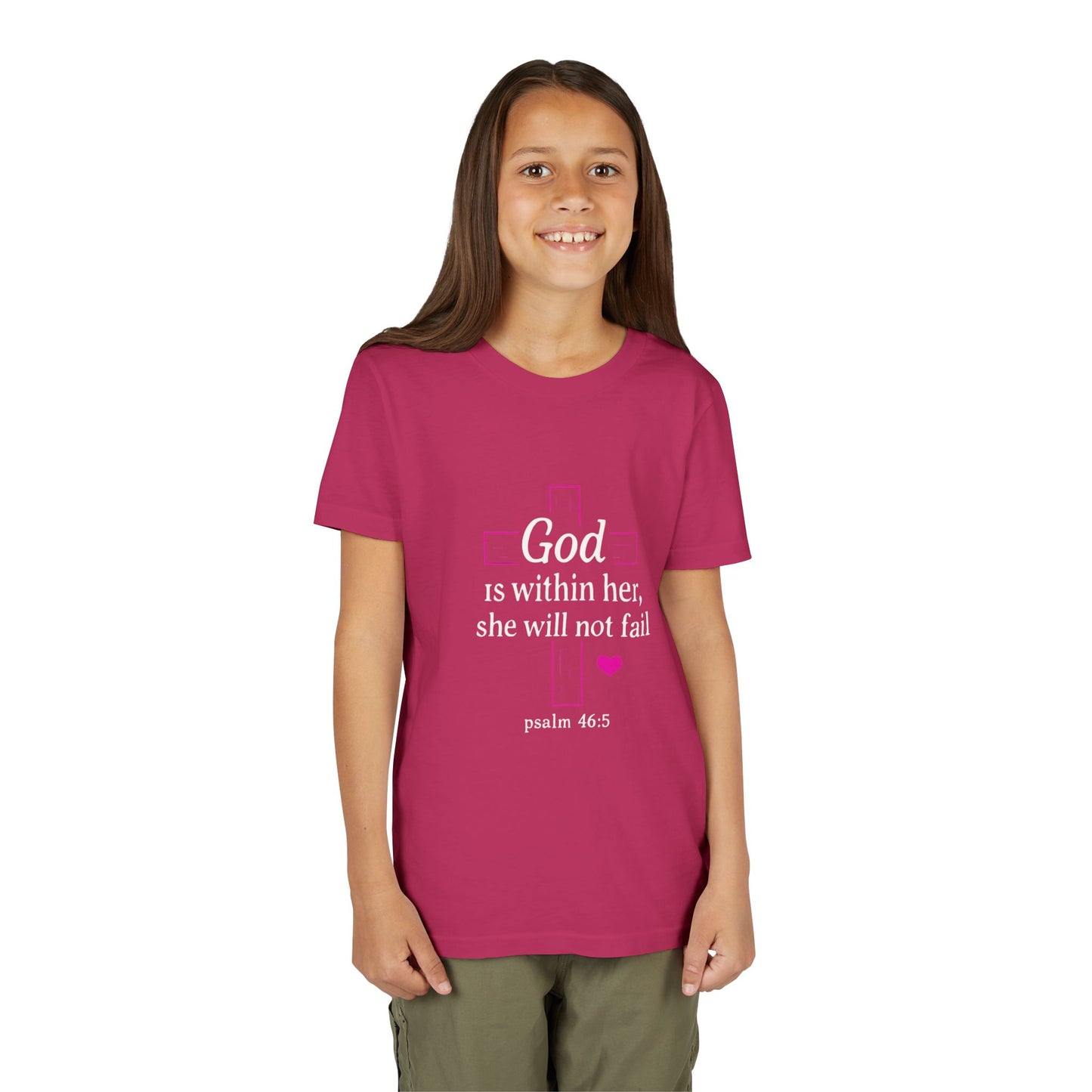 Christian Faith Youth Tee, Inspirational Shirt, Cross Design, Heart Graphic Tee, Gift for Teens, Religious Apparel