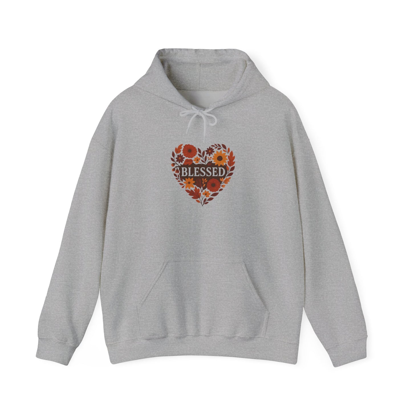 Blessed Floral Heart Hoodie - Cozy Unisex Sweatshirt for Gratitude, Perfect for Gifts, Holidays, or Everyday Wear