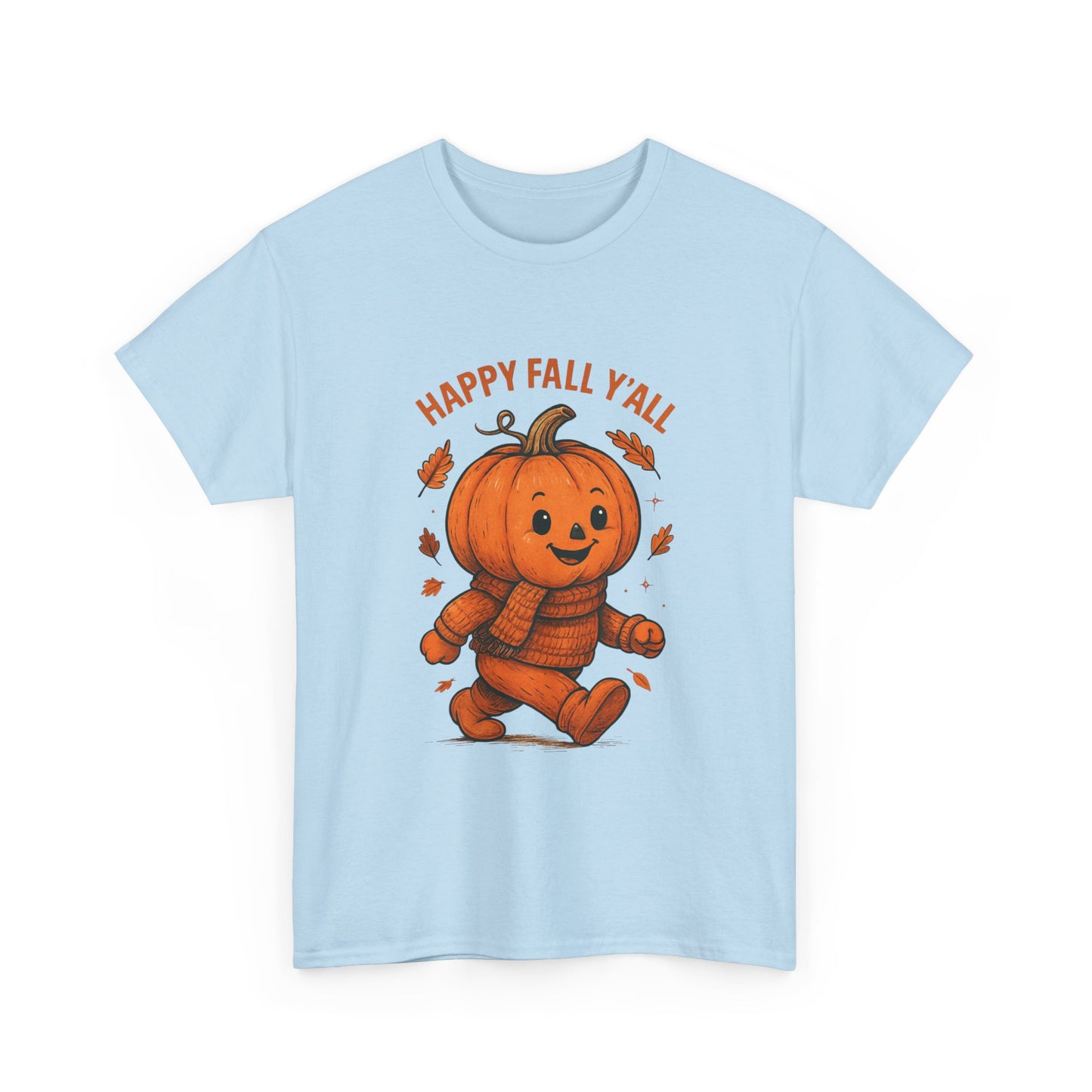 Happy Fall Y'all Unisex Heavy Cotton Tee, Autumn T-Shirt, Pumpkin Graphic Shirt, Cozy Fall Apparel, Halloween Outfit, Harvest Celebration