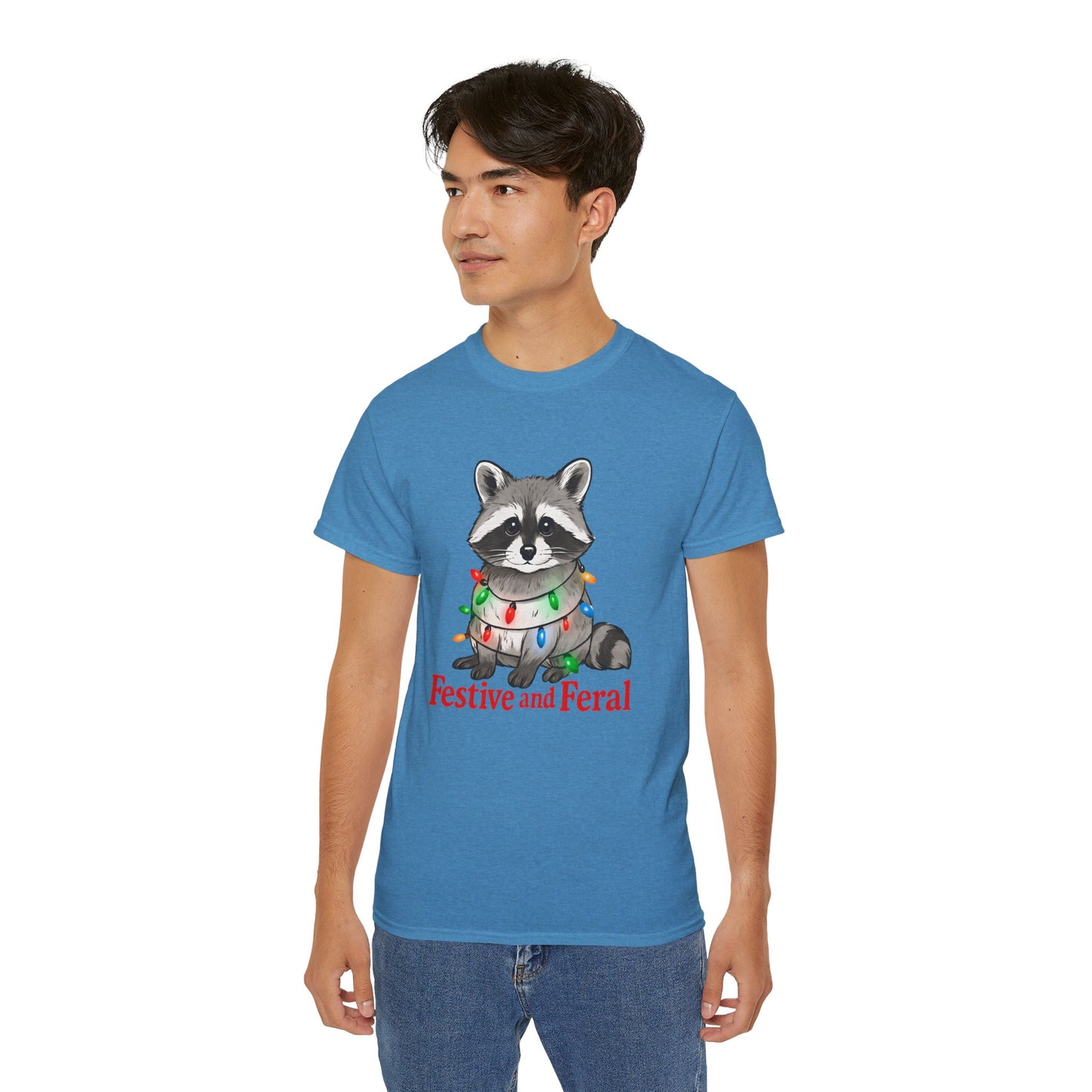 Festive and Feral Raccoon Christmas Tee