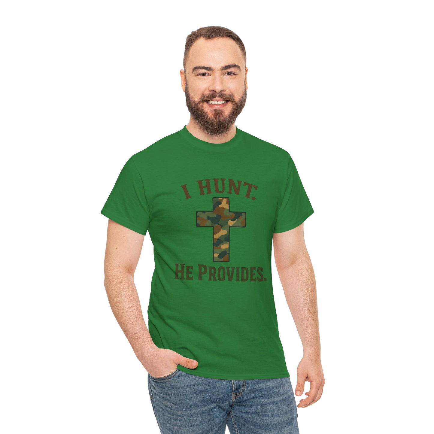 Christian Hunting Tee, I Hunt He Provides Shirt, Outdoor Enthusiast Gift, Faith-Based Apparel, Everyday Casual Wear