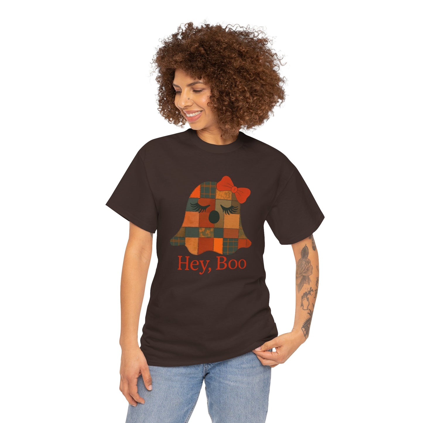 Hey Boo Halloween Tee, Unisex Cotton Shirt for Ghost Lovers, Spooky Apparel, Cute Halloween Gift, Trick or Treat Shirt