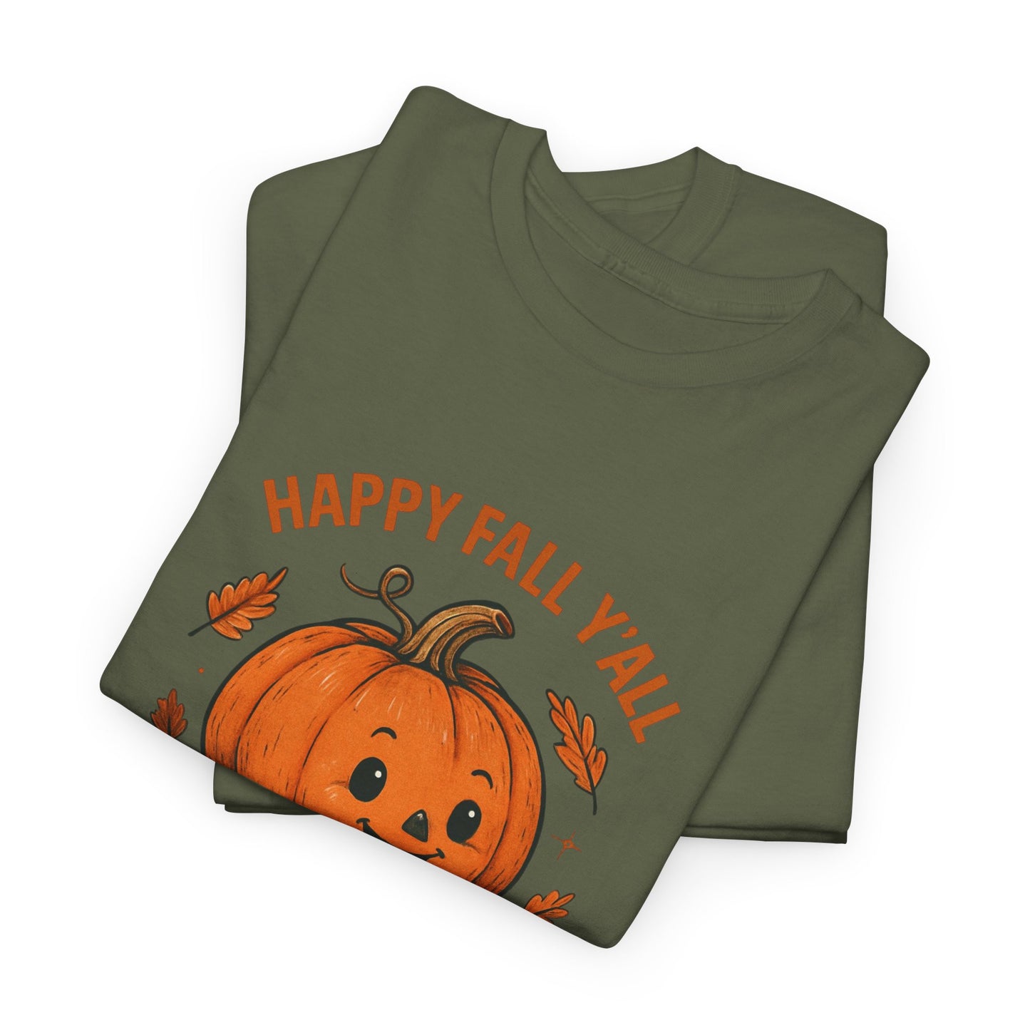 Happy Fall Y'all Unisex Heavy Cotton Tee, Autumn T-Shirt, Pumpkin Graphic Shirt, Cozy Fall Apparel, Halloween Outfit, Harvest Celebration