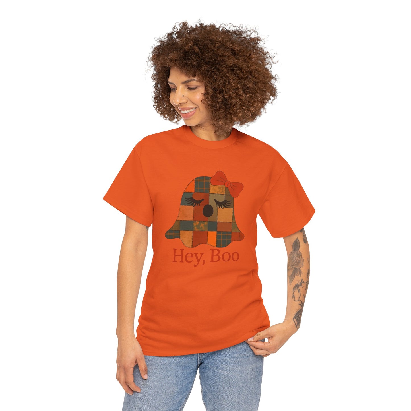 Hey Boo Halloween Tee, Unisex Cotton Shirt for Ghost Lovers, Spooky Apparel, Cute Halloween Gift, Trick or Treat Shirt