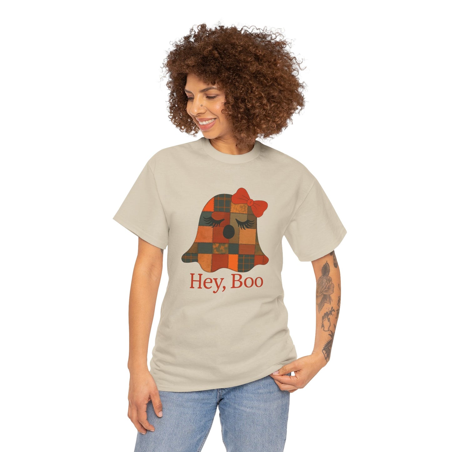 Hey Boo Halloween Tee, Unisex Cotton Shirt for Ghost Lovers, Spooky Apparel, Cute Halloween Gift, Trick or Treat Shirt