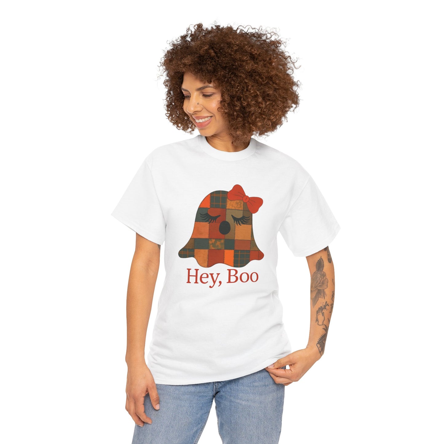Hey Boo Halloween Tee, Unisex Cotton Shirt for Ghost Lovers, Spooky Apparel, Cute Halloween Gift, Trick or Treat Shirt