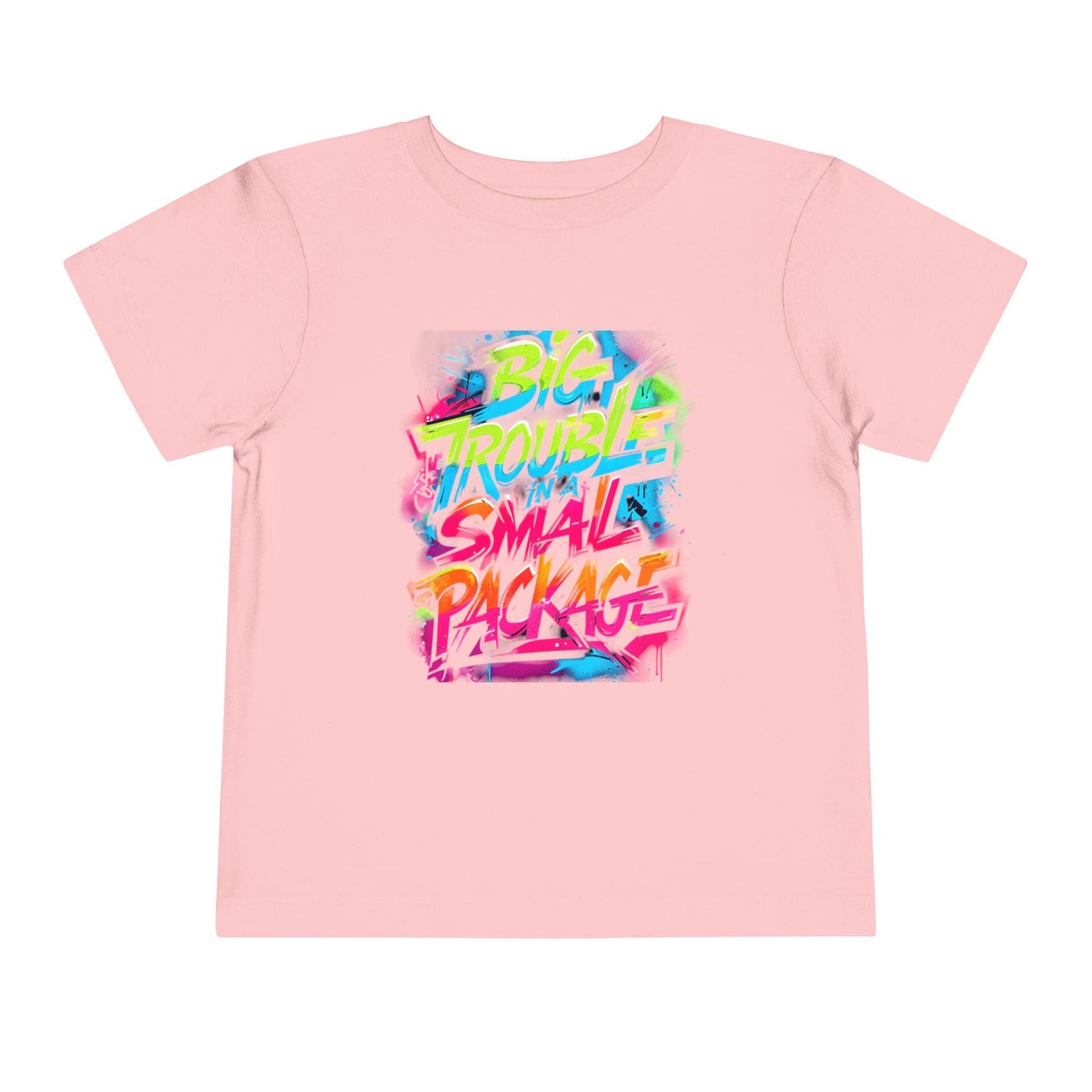 Colorful Graphic Toddler Tee | Big Trouble Small Package, Kids Fashion, Birthday Gift, Toddler Clothes, Summer Wear