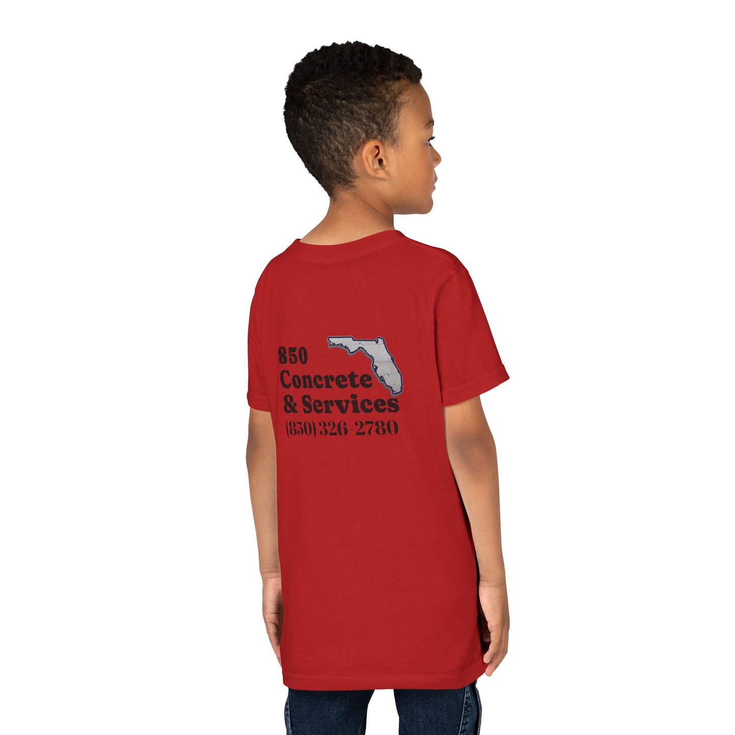 850 Concrete Services Youth Tee, Kid's Casual Shirt, Florida State Pride, Gift for Builders, Summer Wear, Handmade Tee