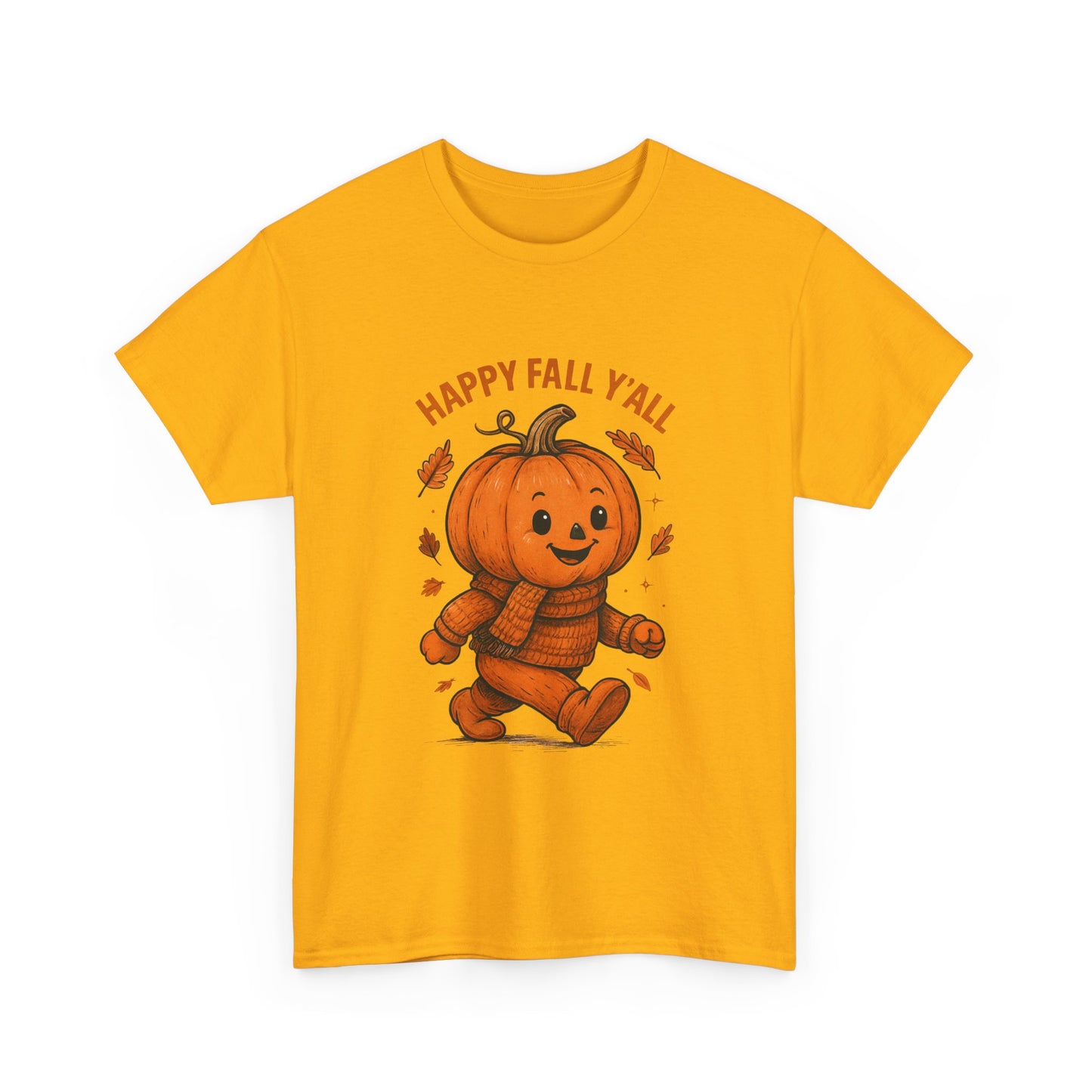 Happy Fall Y'all Unisex Heavy Cotton Tee, Autumn T-Shirt, Pumpkin Graphic Shirt, Cozy Fall Apparel, Halloween Outfit, Harvest Celebration