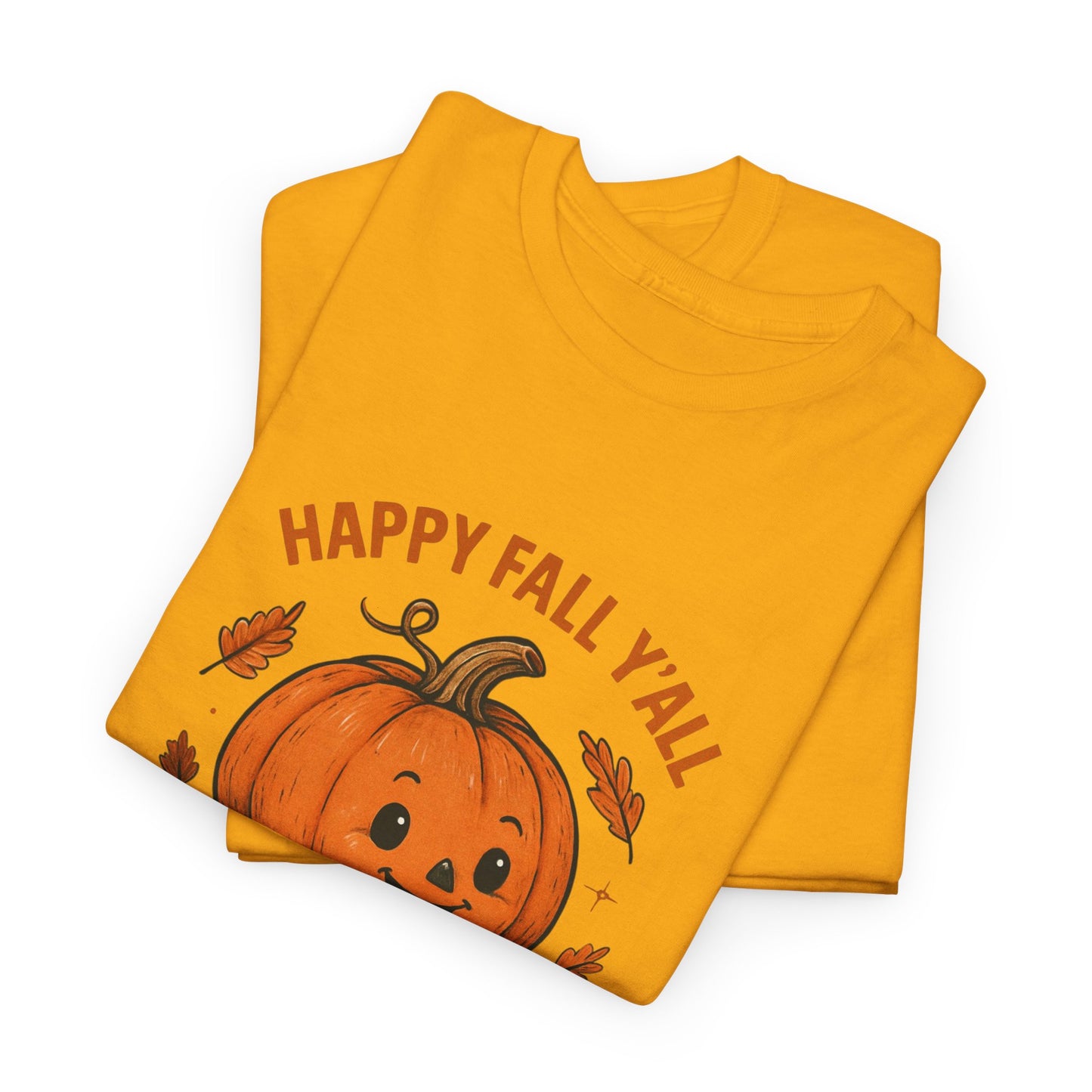 Happy Fall Y'all Unisex Heavy Cotton Tee, Autumn T-Shirt, Pumpkin Graphic Shirt, Cozy Fall Apparel, Halloween Outfit, Harvest Celebration