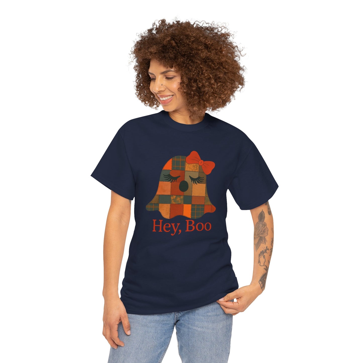 Hey Boo Halloween Tee, Unisex Cotton Shirt for Ghost Lovers, Spooky Apparel, Cute Halloween Gift, Trick or Treat Shirt