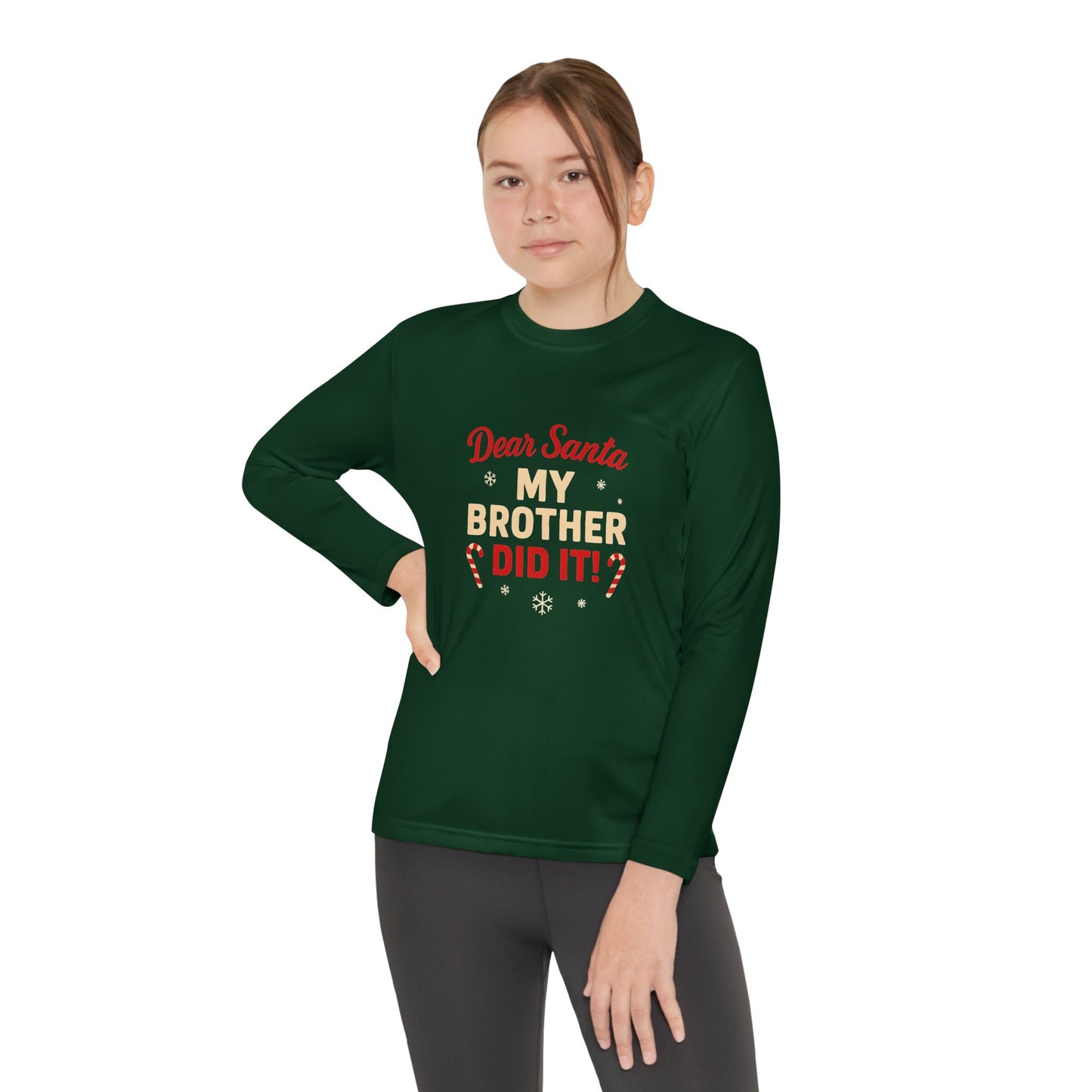 Dear Santa My Brother Did It Kids' Long Sleeve Christmas Tee