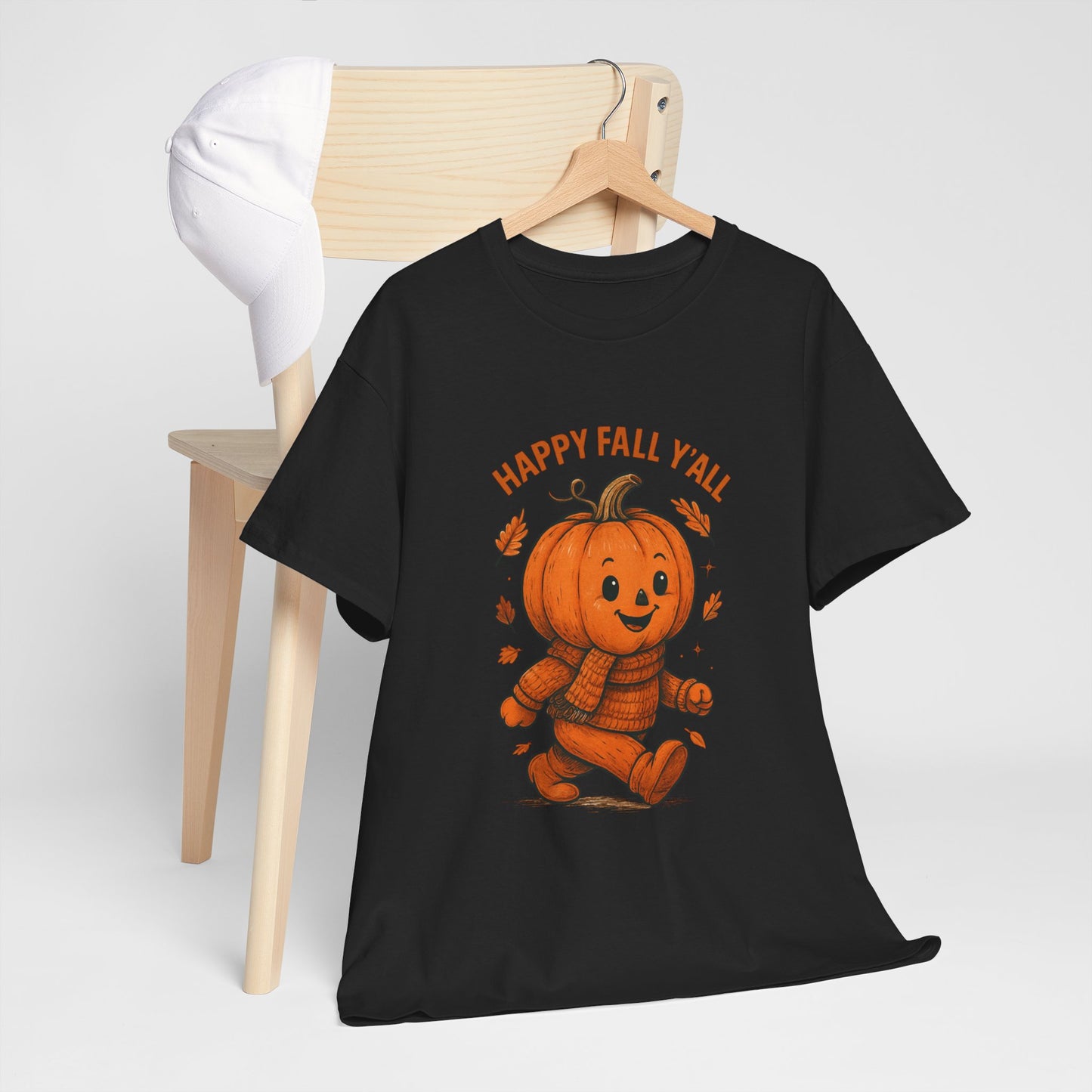 Happy Fall Y'all Unisex Heavy Cotton Tee, Autumn T-Shirt, Pumpkin Graphic Shirt, Cozy Fall Apparel, Halloween Outfit, Harvest Celebration