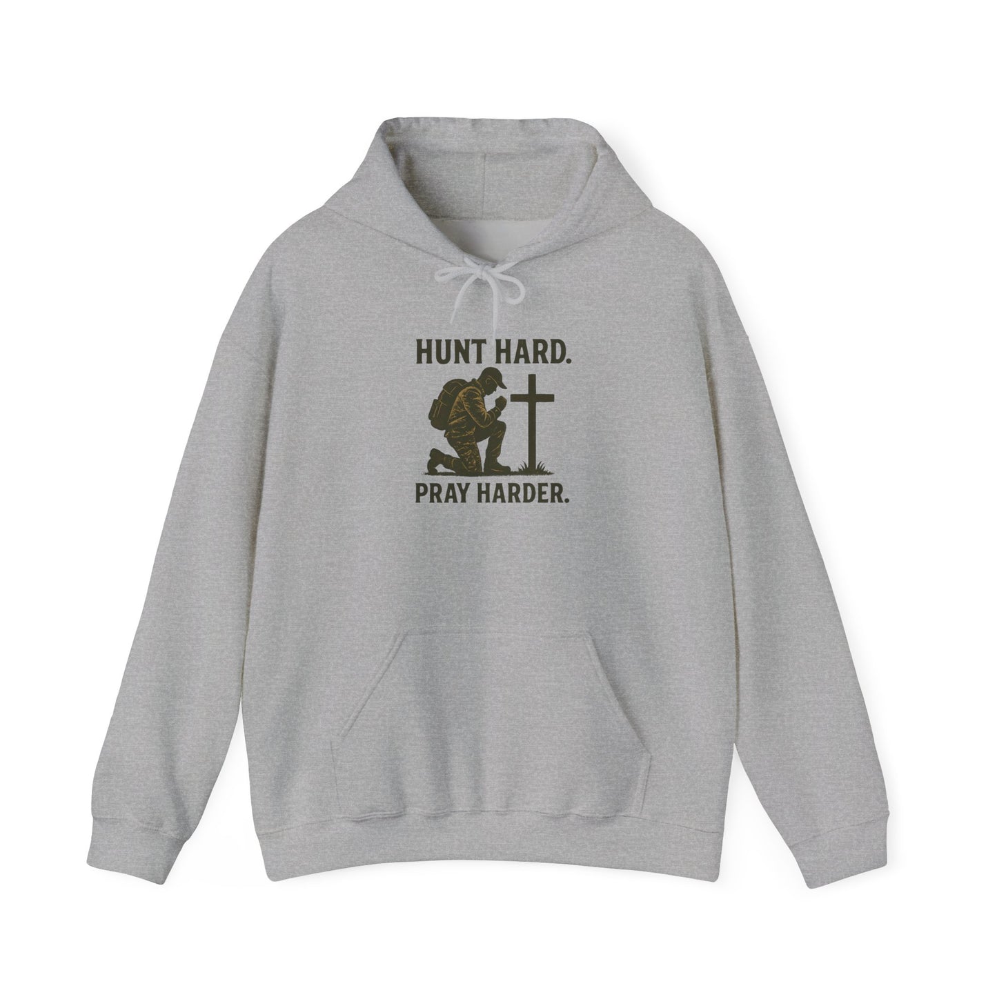 Hunt Hard Pray Hard Hoodie, Faith-Based Sweatshirt, Outdoor Enthusiast Gear, Gift for Hunters, Inspirational Apparel
