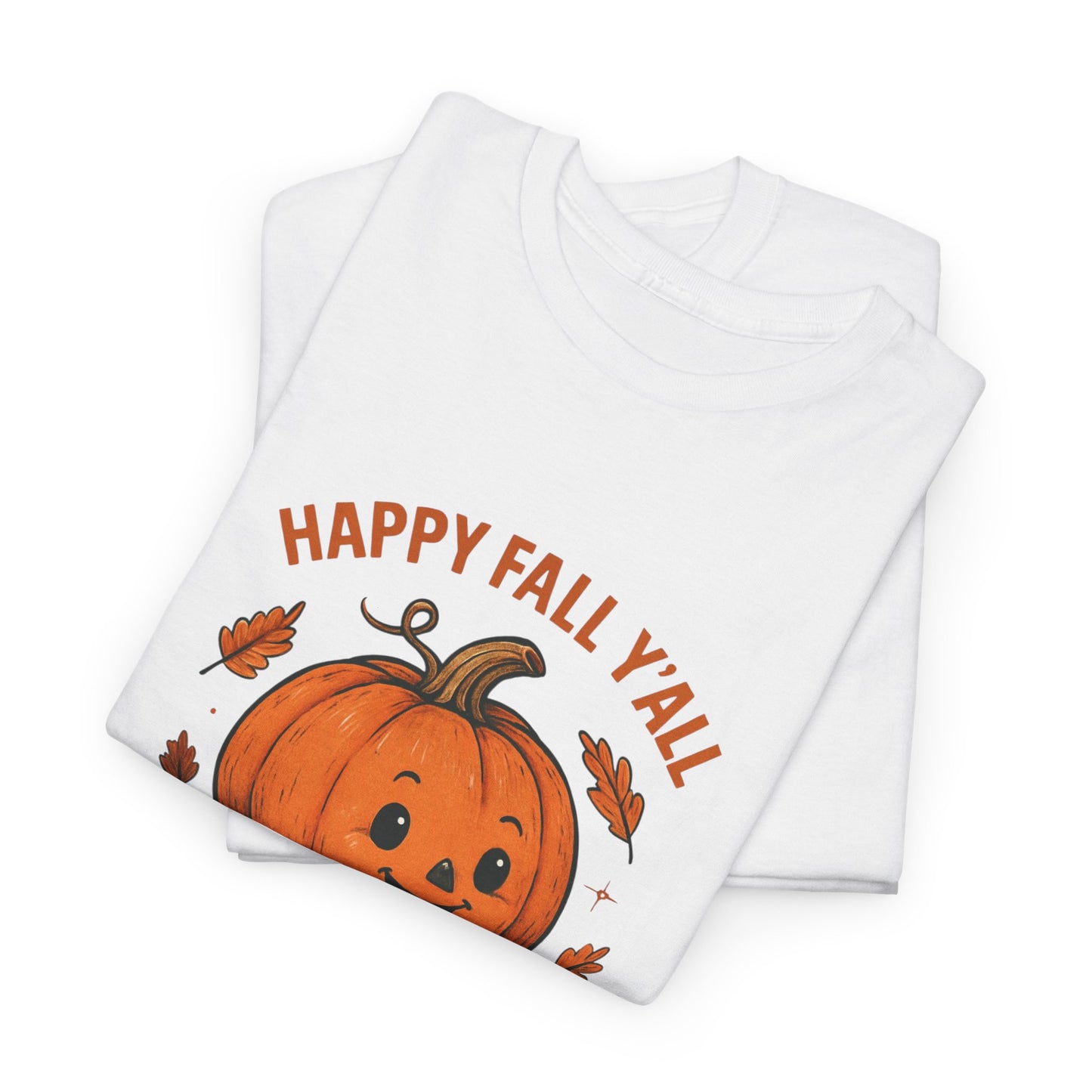Happy Fall Y'all Unisex Heavy Cotton Tee, Autumn T-Shirt, Pumpkin Graphic Shirt, Cozy Fall Apparel, Halloween Outfit, Harvest Celebration