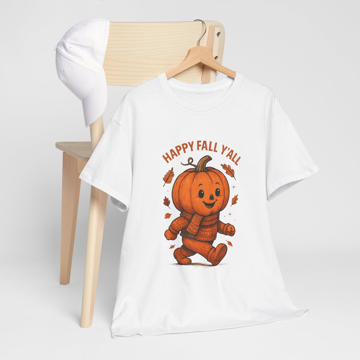 Happy Fall Y'all Unisex Heavy Cotton Tee, Autumn T-Shirt, Pumpkin Graphic Shirt, Cozy Fall Apparel, Halloween Outfit, Harvest Celebration