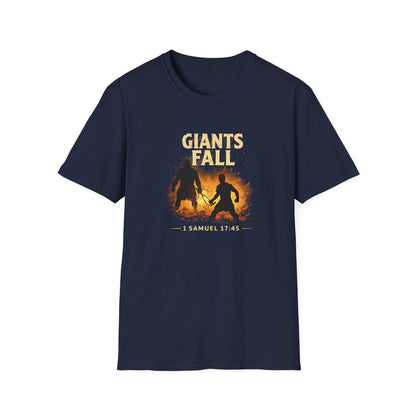 Giants Fall T-Shirt – 1 Samuel 17:45 Christian Faith Tee
