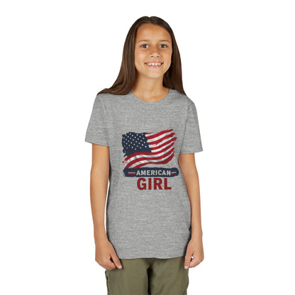 American Girl Youth Tee - Patriotic Short Sleeve Shirt for Kids, Summer Wear, 4th of July, Birthday Gift, Casual Everyday Style