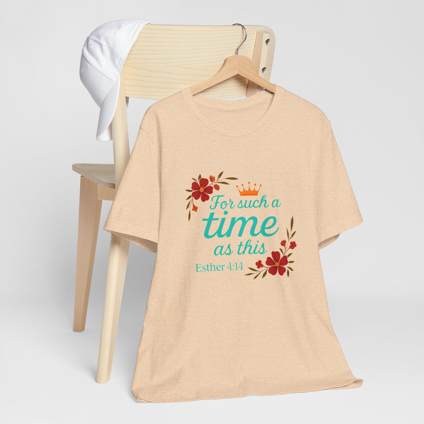 Inspirational Floral Short Sleeve Tee - 'For Such a Time as This', Motivational T-Shirt, Gift for Her, Faith-Based Apparel, Summer Top