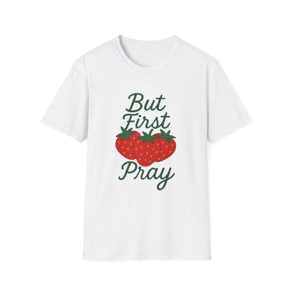 Strawberry Prayer Unisex T-Shirt, Comfortable Tee, Gift for Faith, Casual Wear, Summer Outfit, Church Event Shirt