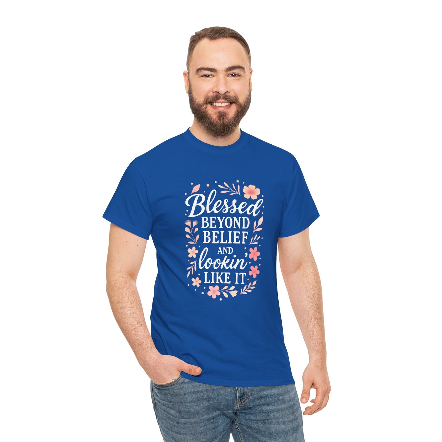 Blessed Beyond Belief Tee, Inspirational Unisex Heavy Cotton T-Shirt, Faith-Based Gift, Motivational Apparel, Casual Wear, Unique Top