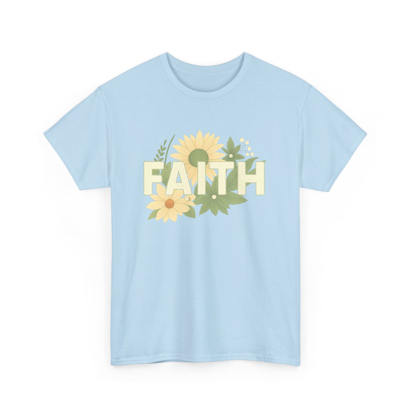 Faith-Inspired Unisex Heavy Cotton Tee | Floral Graphic Tee, Casual T-Shirt, Spiritual Gift, Everyday Wear, Nature Lover Shirt