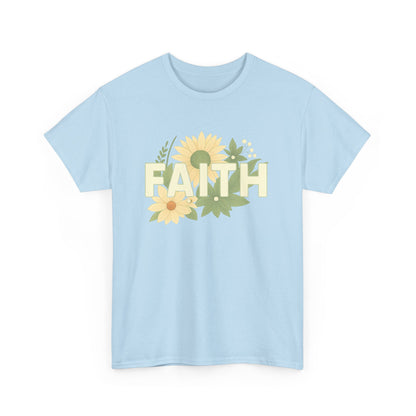 Faith-Inspired Unisex Heavy Cotton Tee | Floral Graphic Tee, Casual T-Shirt, Spiritual Gift, Everyday Wear, Nature Lover Shirt