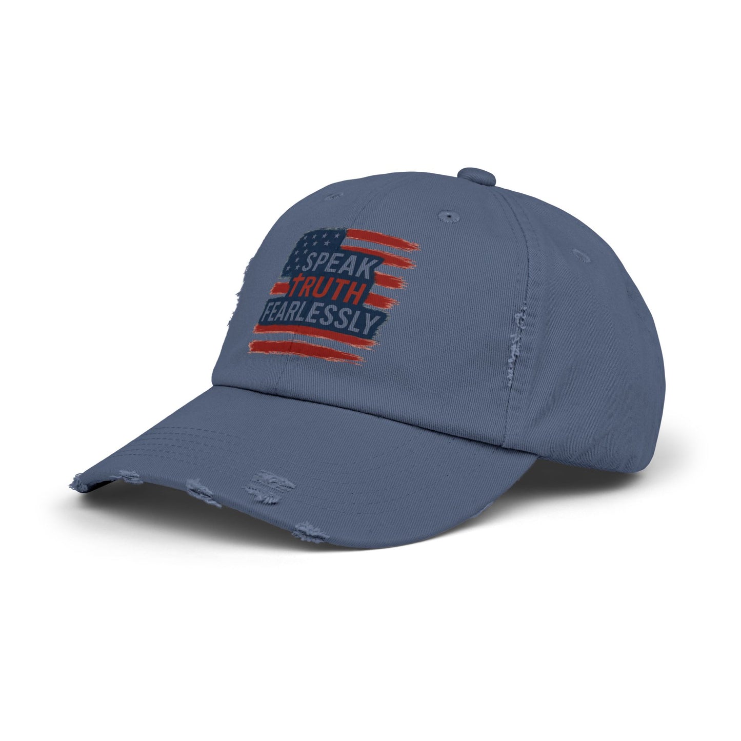Unisex Distressed Cap with 'Speak Truth Fearlessly' Design, Casual Hat, American Flag Cap, Patriotic Gift, Everyday Wear