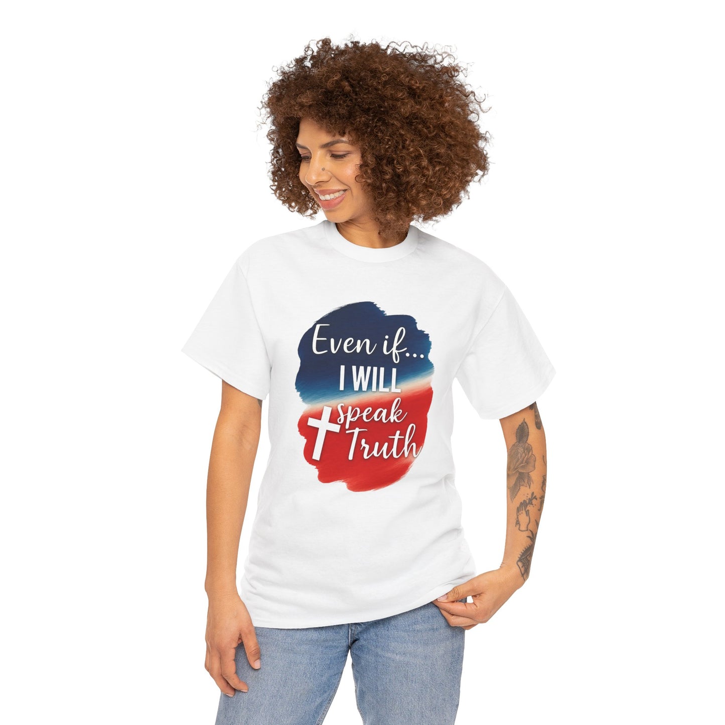 Patriotic Message Tee | Even if... I Will Speak Truth, Unisex Cotton Shirt, American Flag Graphic Tee, Gift for Activists, [...]