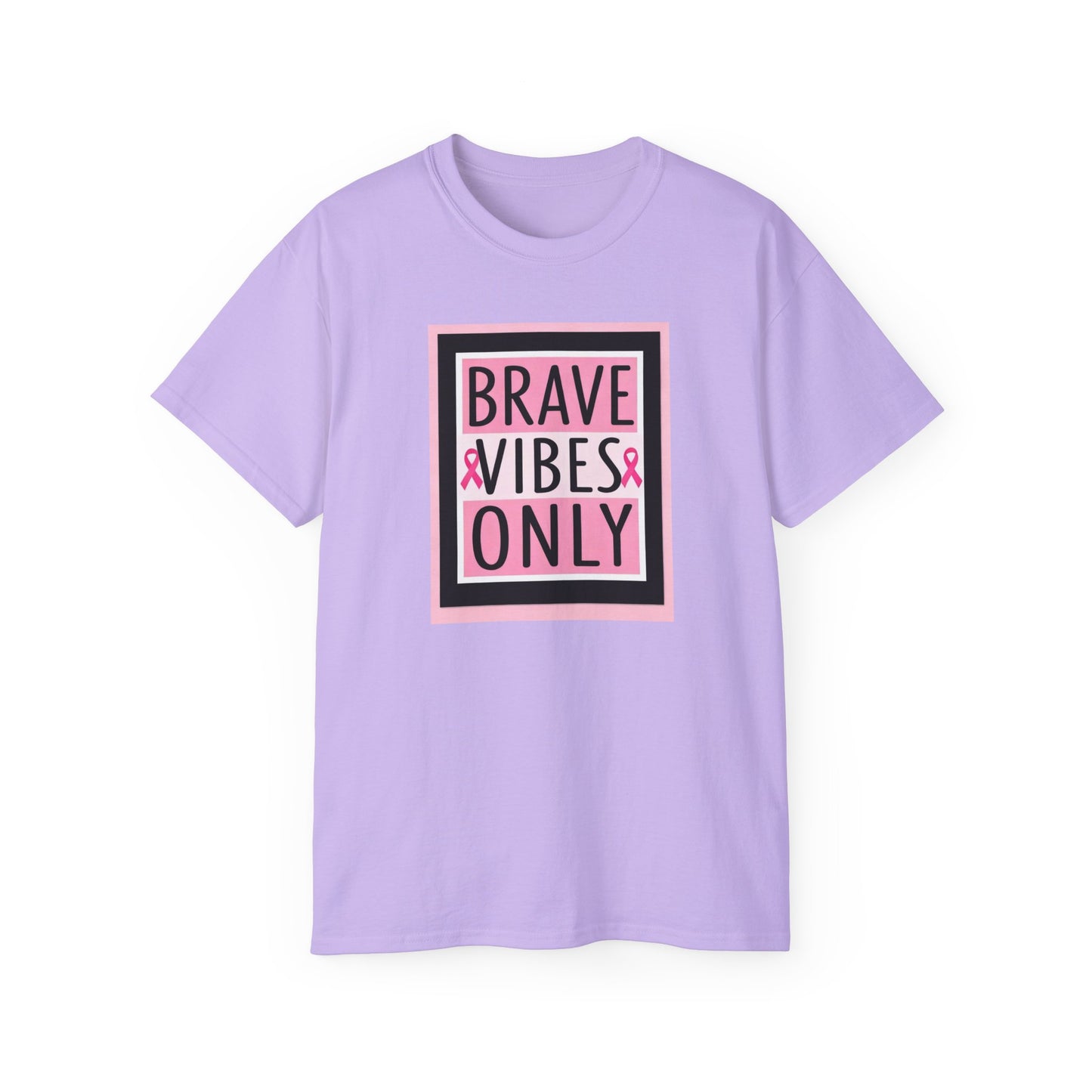Brave Vibes Only Tee, Unisex Cotton Shirt, Inspirational Apparel, Gift for Cancer Awareness, Positive Vibes T-Shirt