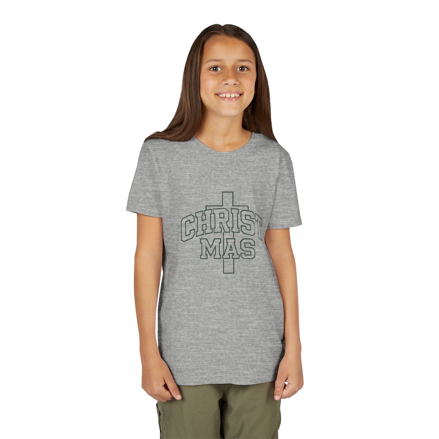 Youth Christmas Cross Tee - Kids Holiday Graphic Tee