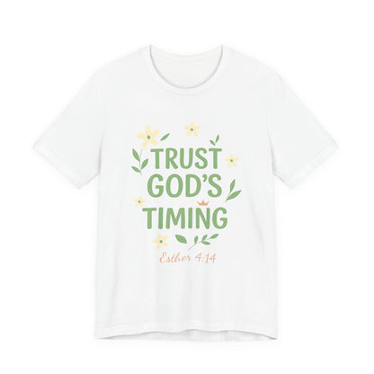 Trust God's Timing Tee, Inspirational Short Sleeve Shirt, Faith-Based Apparel, Gift for Believers, Bible Verse Tee, Everyday Wear