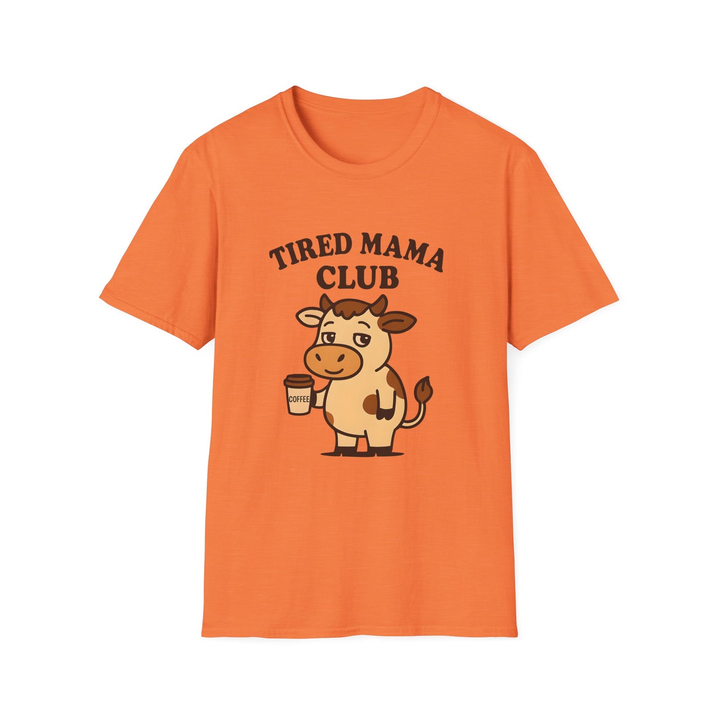 Tired Mama Club T-Shirt, Funny Mom Tee, Gift for New Moms, Relaxed Casual Wear, Mother’s Day Apparel, Cow Graphic Tee