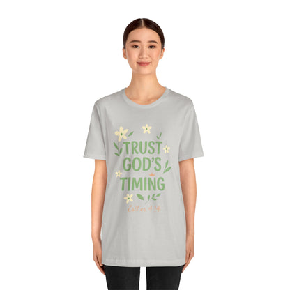 Trust God's Timing Tee, Inspirational Short Sleeve Shirt, Faith-Based Apparel, Gift for Believers, Bible Verse Tee, Everyday Wear